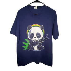 Port&Company Smoking Chill Panda Short Sleeve Graphic T-Shirt